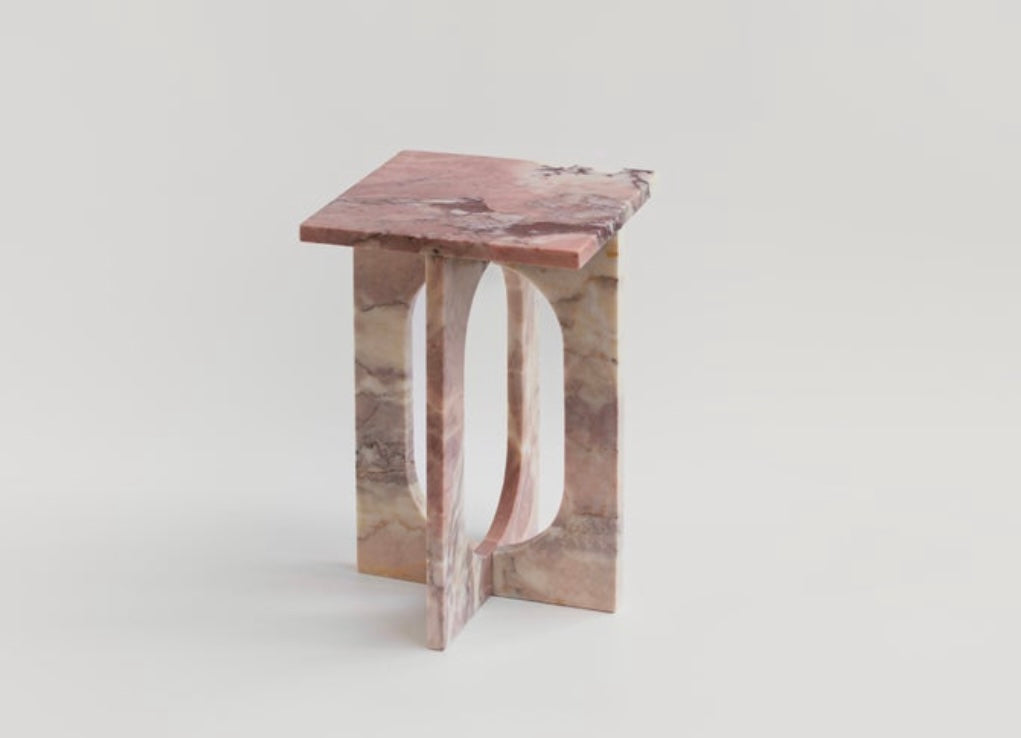 Pink Marble Contemporary Side Table