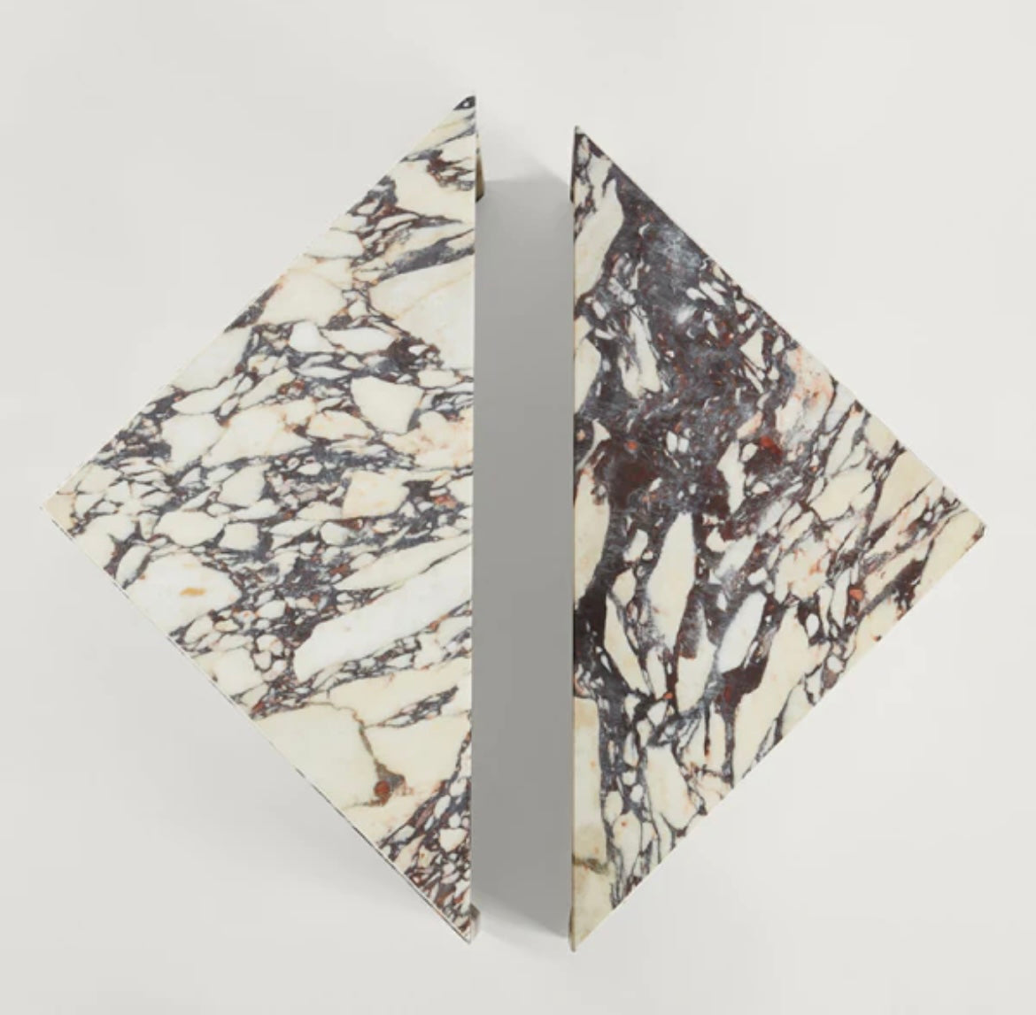 Triangular Calcatta Marble Coffee Table Set