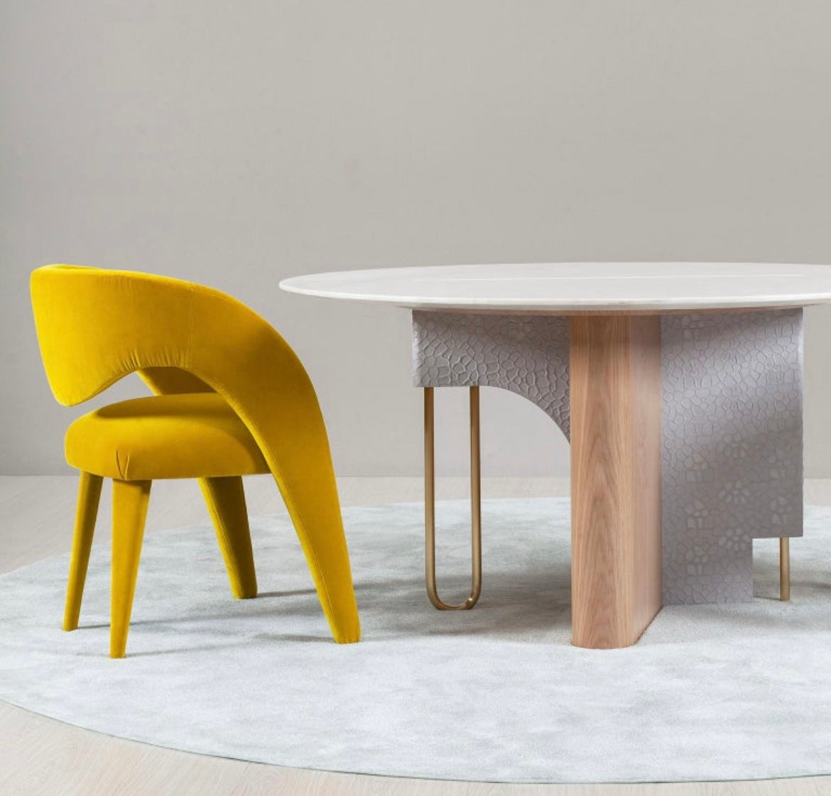 Modern Laurence Dining Chairs, Velvet Leather Handmade in Portugal