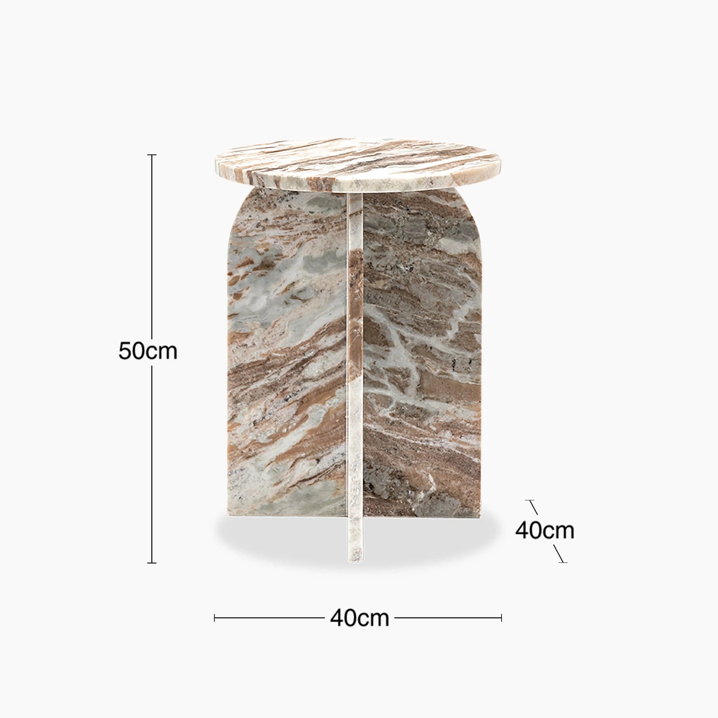 Round Brown Marble End Tables