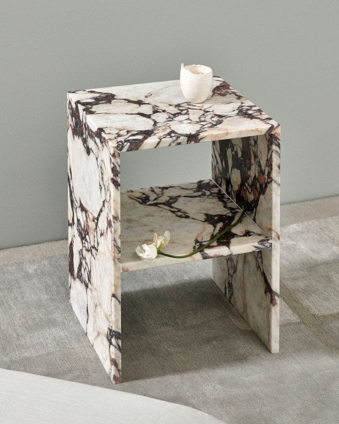 Calacatta Viola Marble Bedside Tables, End Table