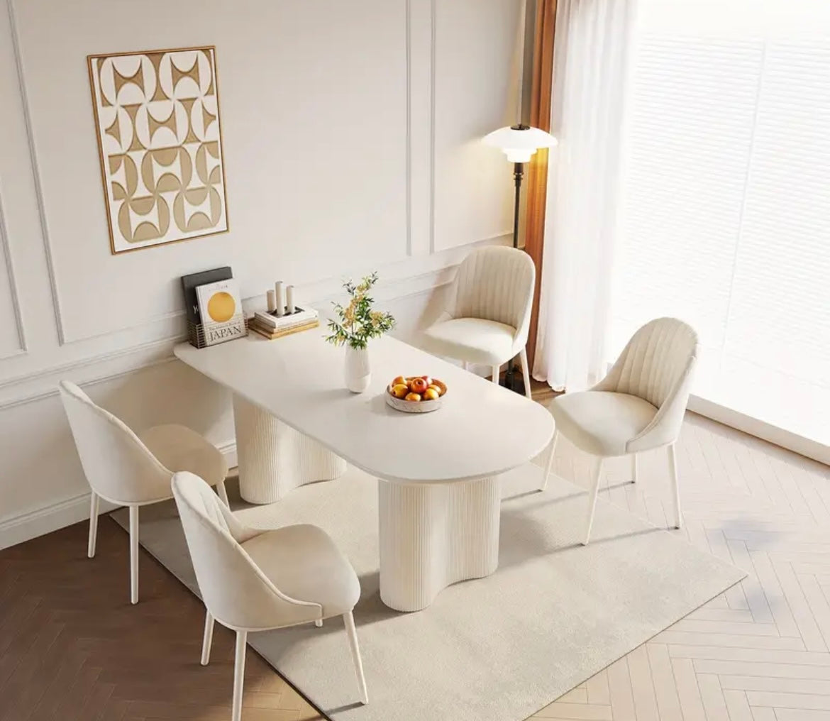 Minimalistic White ModernDining Table Seats 4-6