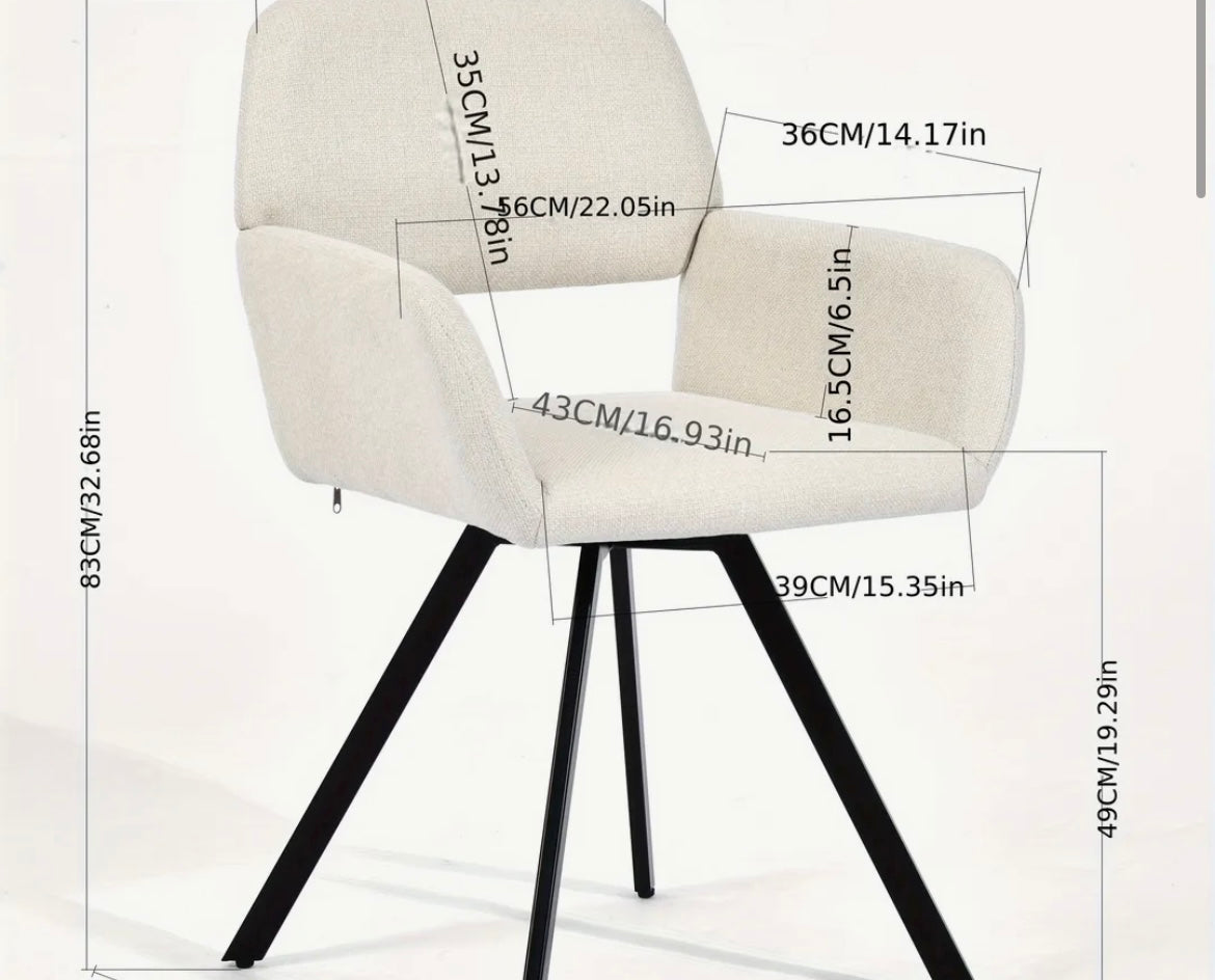 Sets of Scandinavian Swivel Dining Chairs - Beige Upholstered Armchairs
