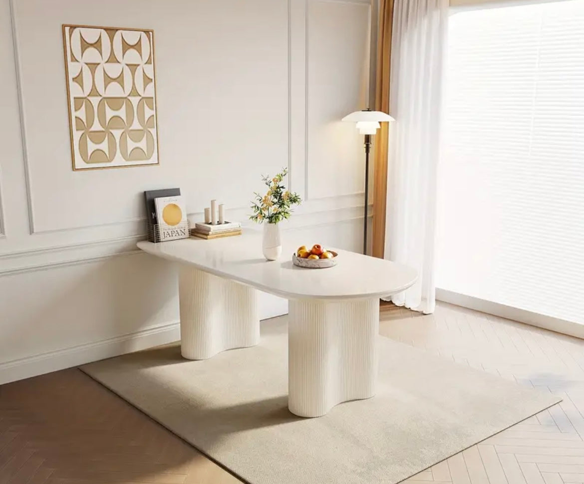 Minimalistic White ModernDining Table Seats 4-6