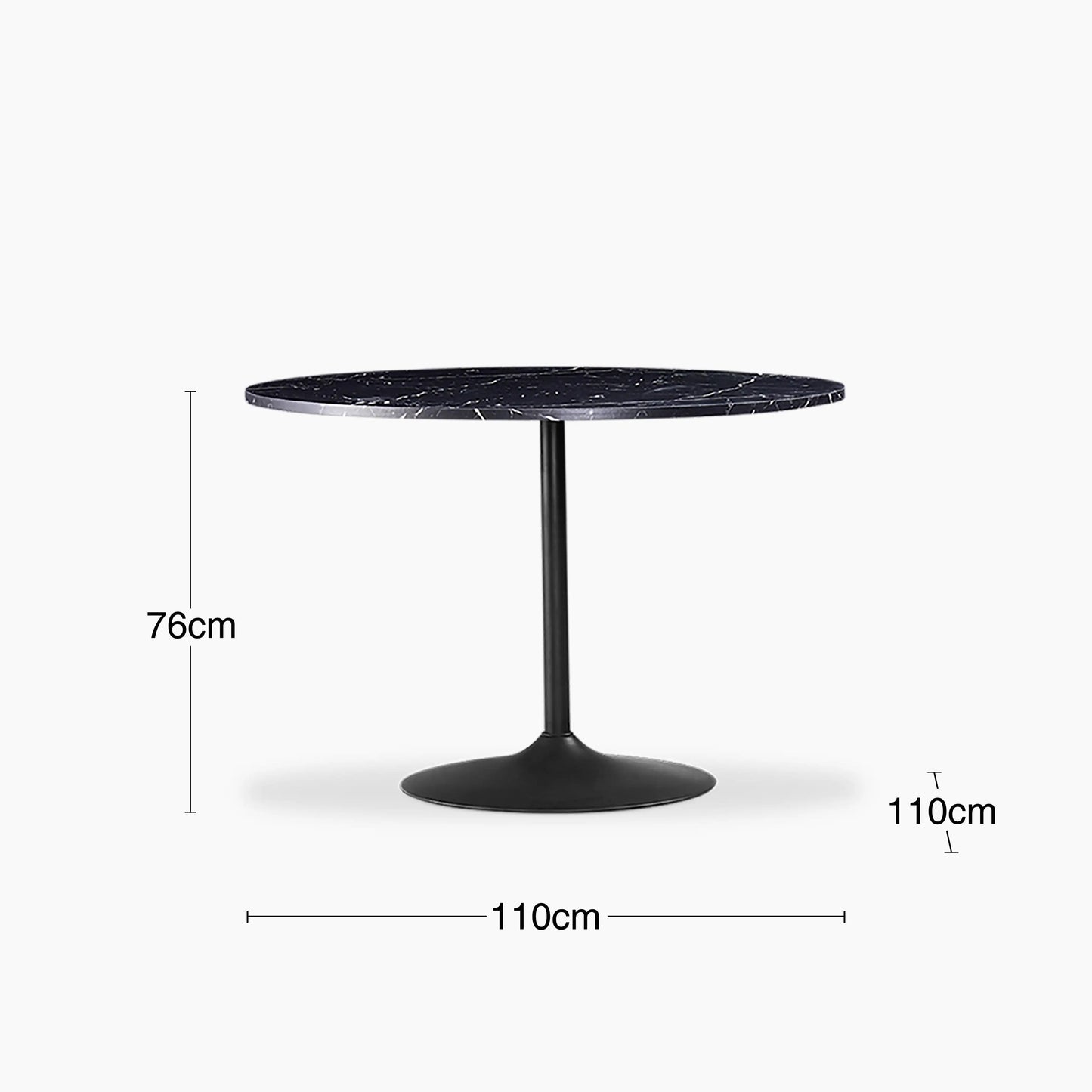 4 Seat Round Top Black Marble Kitchen Dining Table
