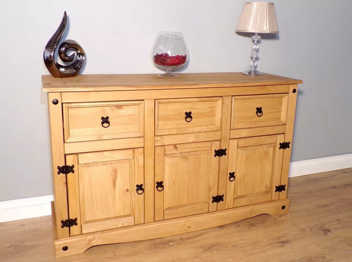 Large Traditional Wooden Sideboard with 3 Doors and 3 Drawers