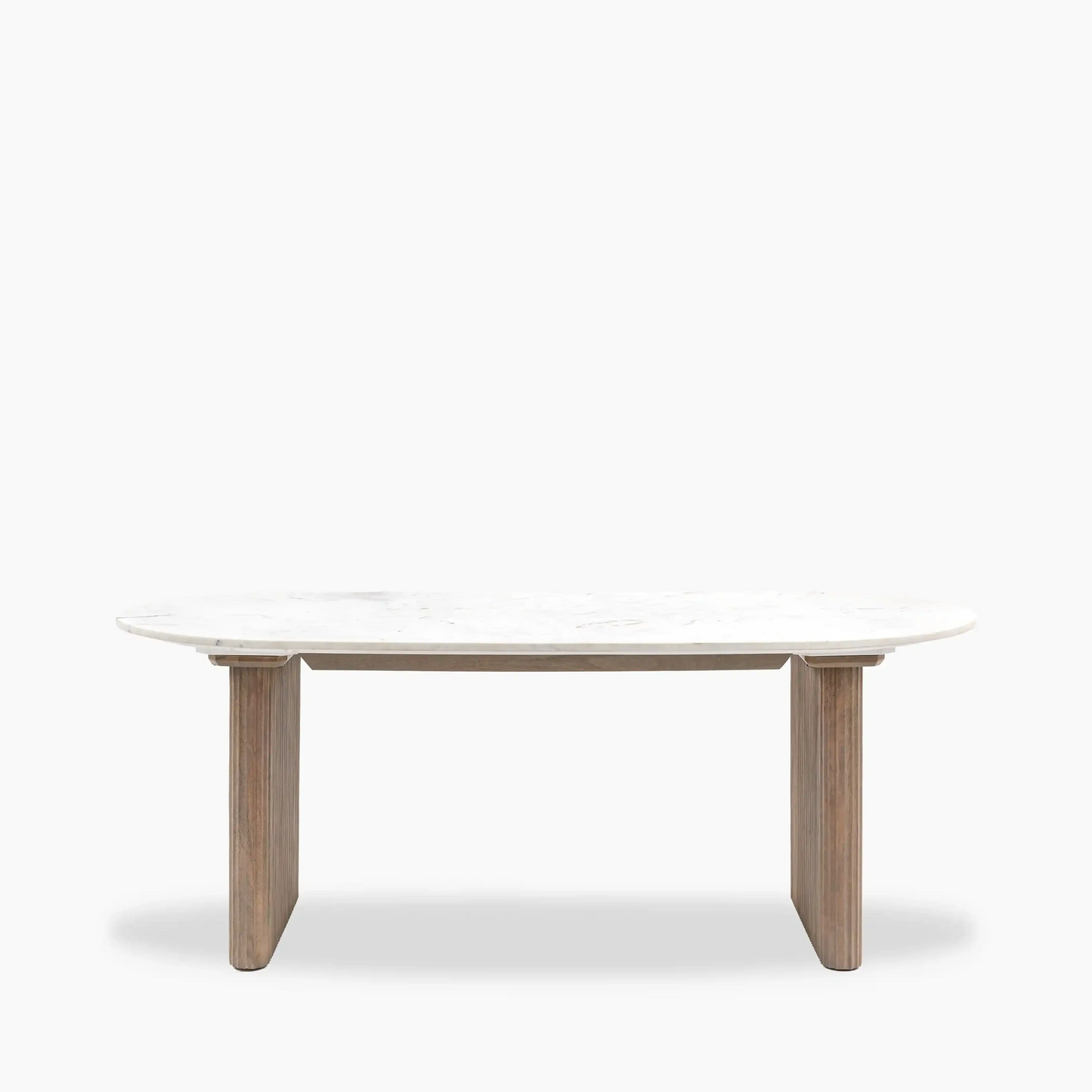 8 Oval White Marble Top Dining Table with Mango Wood Legs