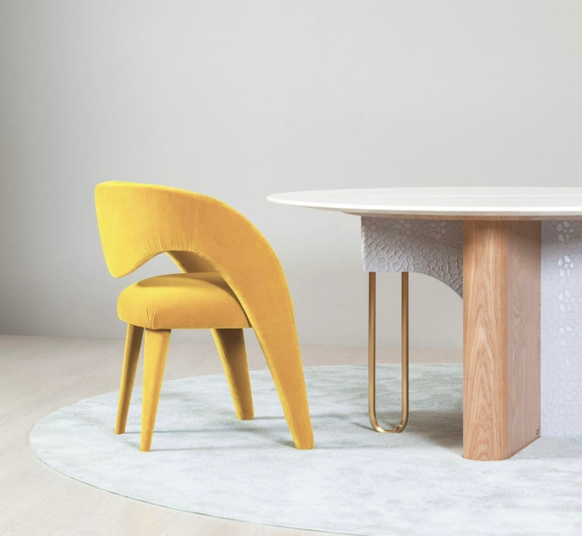 Modern Laurence Dining Chairs, Velvet Leather Handmade in Portugal