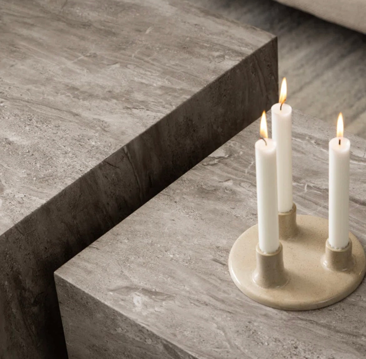 Grey Stone Look Coffee / Nesting Table Cube Set