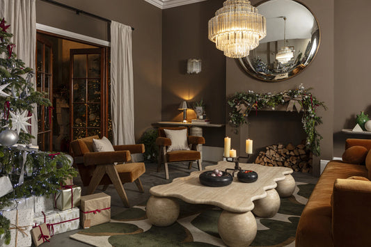 Travertine Sphere Base, Rectangle Shaped Coffee Table