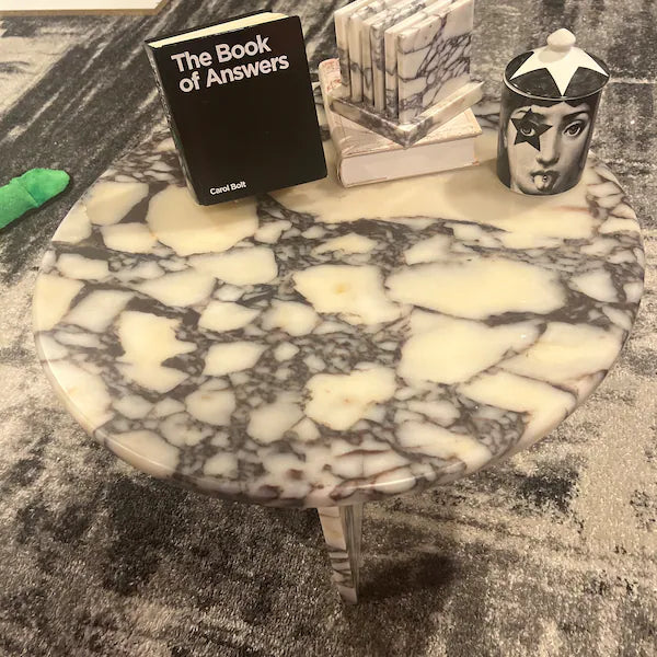 Soho Calacatta Viola Marble Round Top Coffee Table Handmade from Real Marble