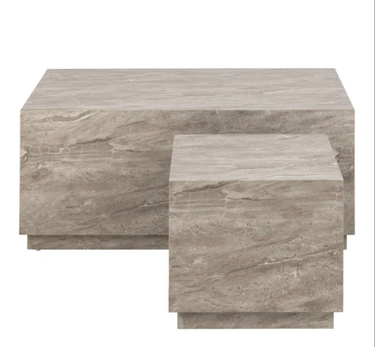 Grey Stone Look Coffee / Nesting Table Cube Set