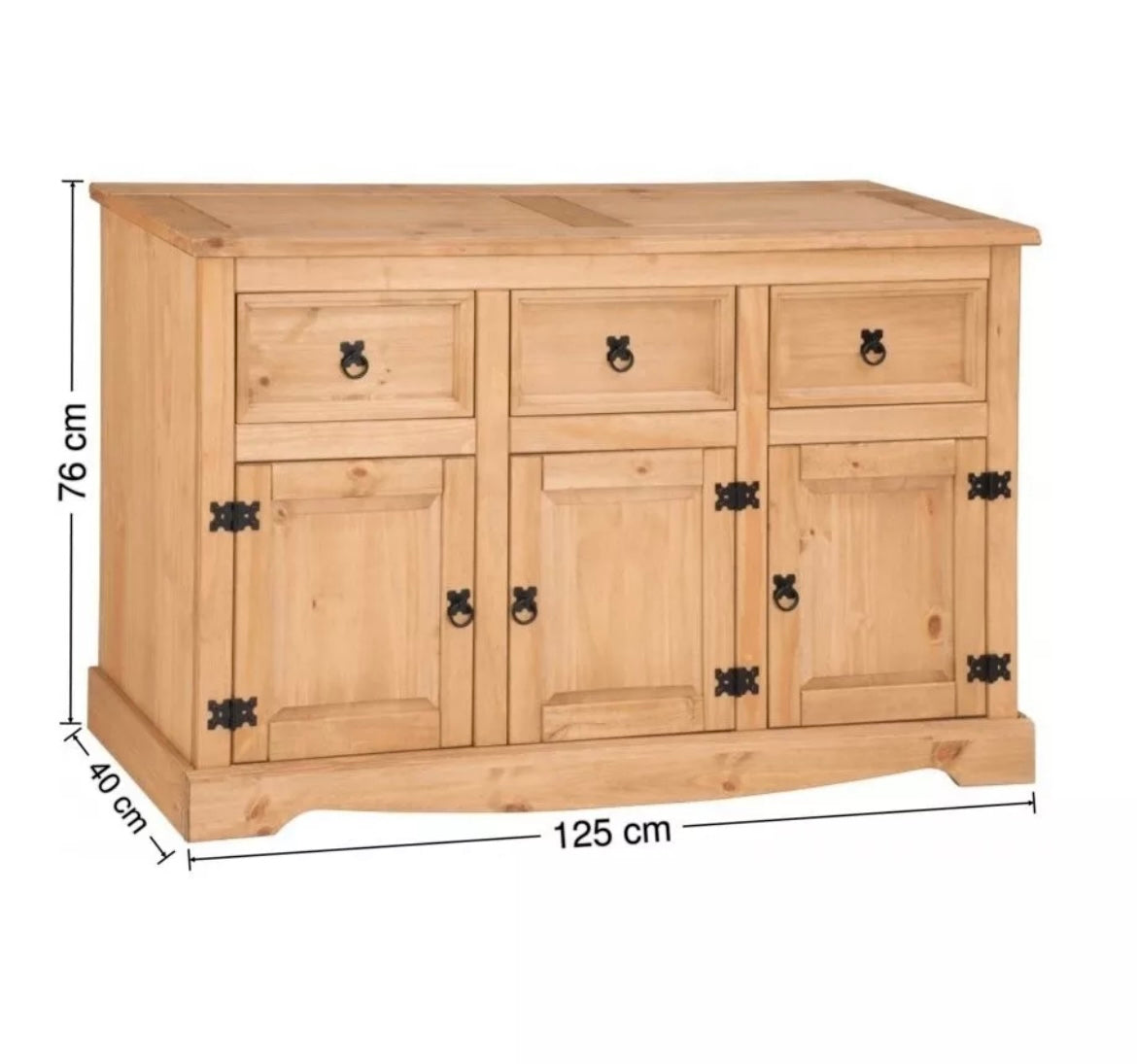 Large Traditional Wooden Sideboard with 3 Doors and 3 Drawers