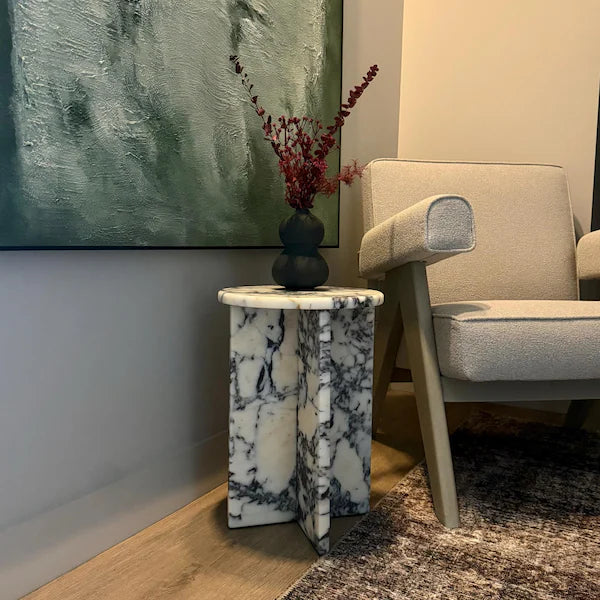 Calacatta Viola Side table, Round table top