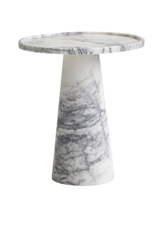 Calacatta Viola Marble Pedestal Cone Side Table