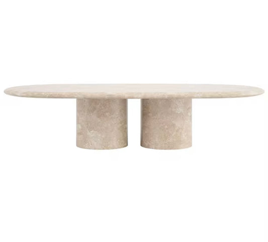 Classic Beige Oval Travertine Coffee Table