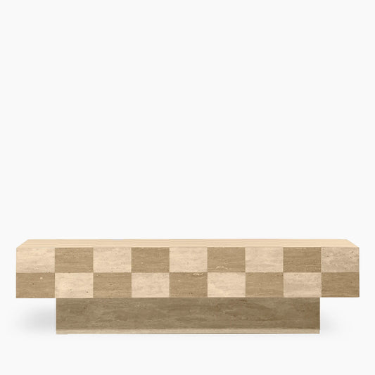 Natural Travertine Rectangle Check Coffee Table