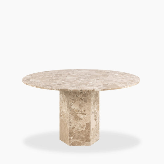 4 Seat Round Latte Marble Dining Table