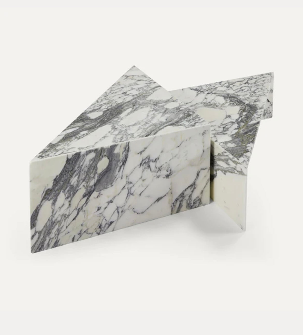 Triangular Calcatta Marble Coffee Table Set