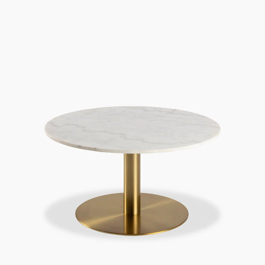 Round White Marble Kitchen Dining Table with Round Gold Brass Base