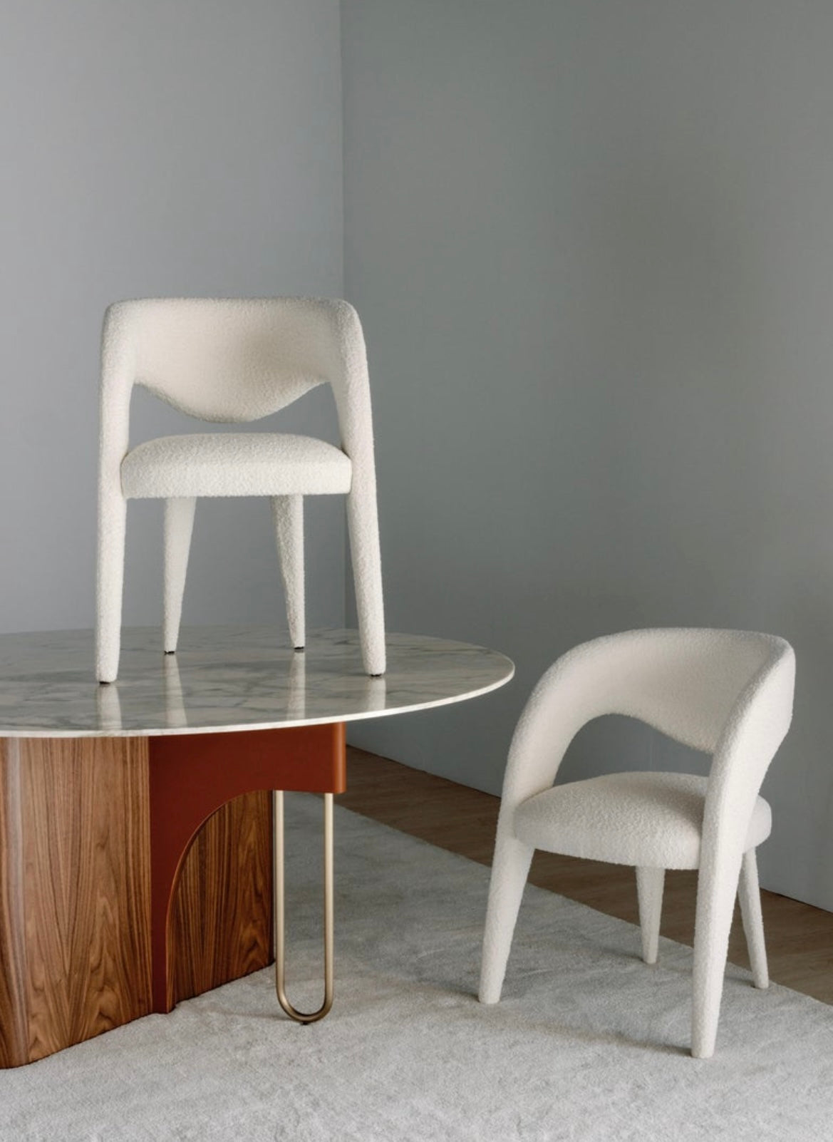 Modern Laurence Dining Chairs, Velvet Leather Handmade in Portugal
