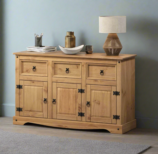 Large Traditional Wooden Sideboard with 3 Doors and 3 Drawers