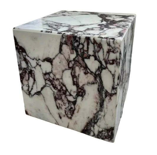 Calacatta Viola Marble Cube Side Table